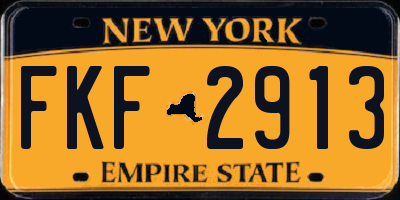 NY license plate FKF2913
