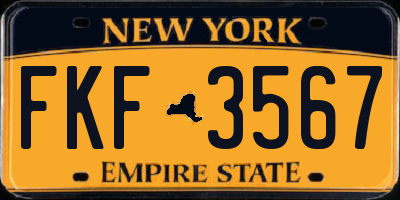 NY license plate FKF3567