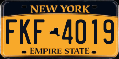 NY license plate FKF4019