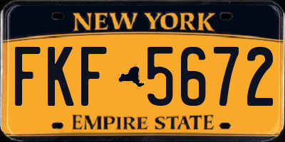 NY license plate FKF5672
