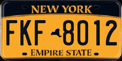 NY license plate FKF8012