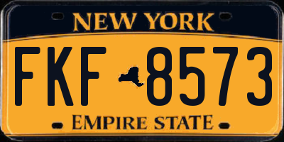 NY license plate FKF8573