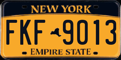 NY license plate FKF9013