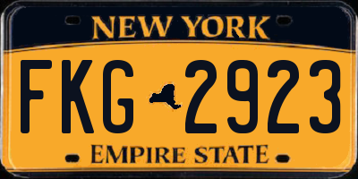 NY license plate FKG2923