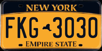 NY license plate FKG3030