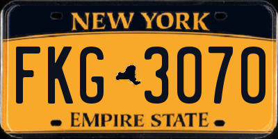NY license plate FKG3070