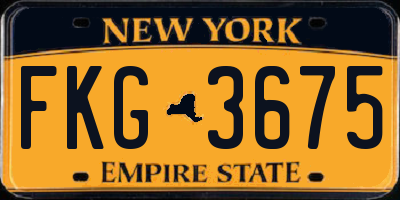 NY license plate FKG3675