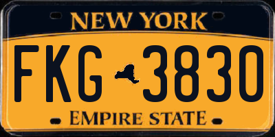 NY license plate FKG3830