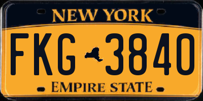 NY license plate FKG3840