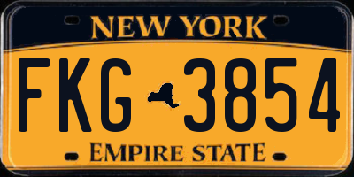 NY license plate FKG3854