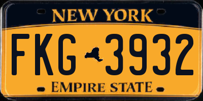 NY license plate FKG3932
