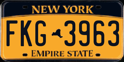 NY license plate FKG3963