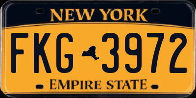 NY license plate FKG3972