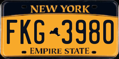 NY license plate FKG3980