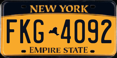 NY license plate FKG4092