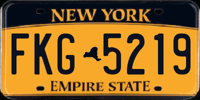 NY license plate FKG5219