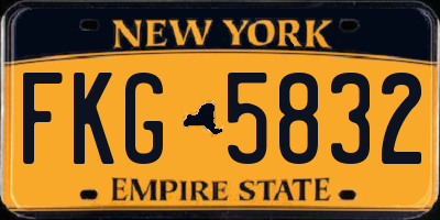 NY license plate FKG5832
