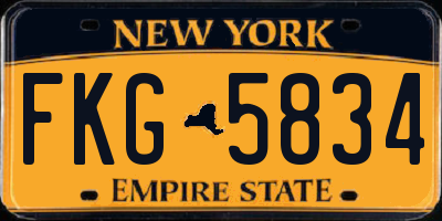 NY license plate FKG5834