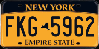 NY license plate FKG5962
