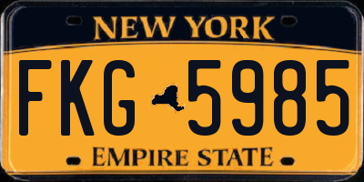 NY license plate FKG5985