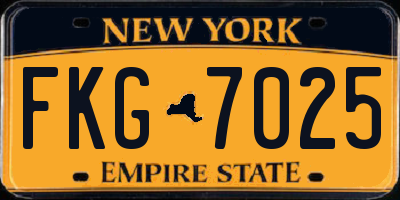 NY license plate FKG7025