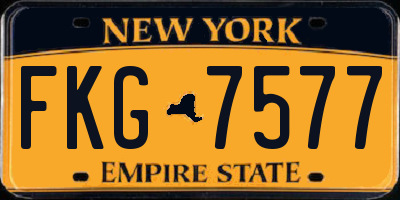 NY license plate FKG7577