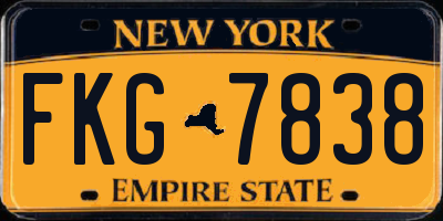 NY license plate FKG7838