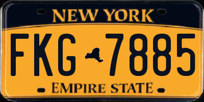 NY license plate FKG7885