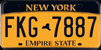 NY license plate FKG7887