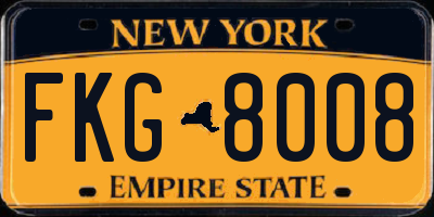 NY license plate FKG8008