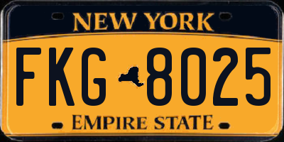 NY license plate FKG8025