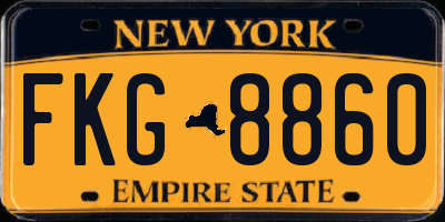 NY license plate FKG8860