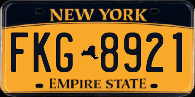 NY license plate FKG8921