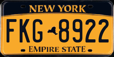 NY license plate FKG8922