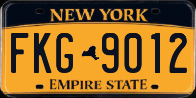 NY license plate FKG9012