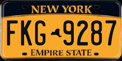 NY license plate FKG9287