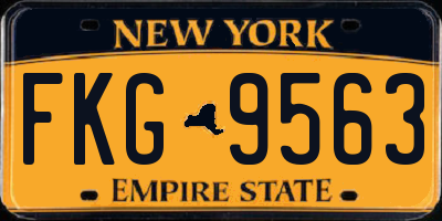 NY license plate FKG9563