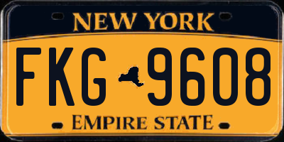 NY license plate FKG9608