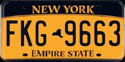 NY license plate FKG9663