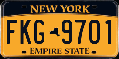 NY license plate FKG9701