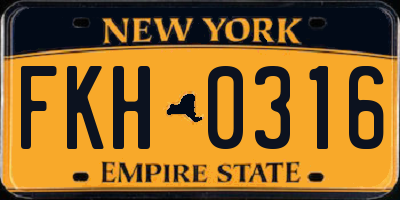 NY license plate FKH0316