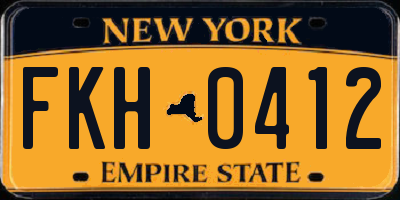 NY license plate FKH0412