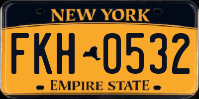 NY license plate FKH0532