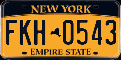 NY license plate FKH0543