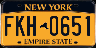 NY license plate FKH0651