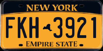 NY license plate FKH3921