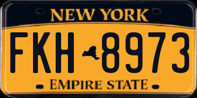 NY license plate FKH8973