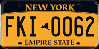 NY license plate FKI0062