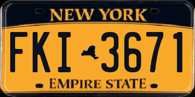 NY license plate FKI3671