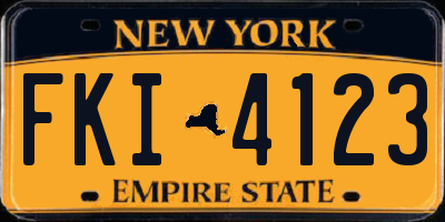 NY license plate FKI4123
